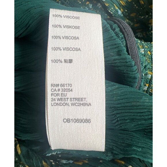 Free People Roma Forest Green Floral Sheer Mock Neck Long Sleeve Blouse Medium - Picture 4 of 15